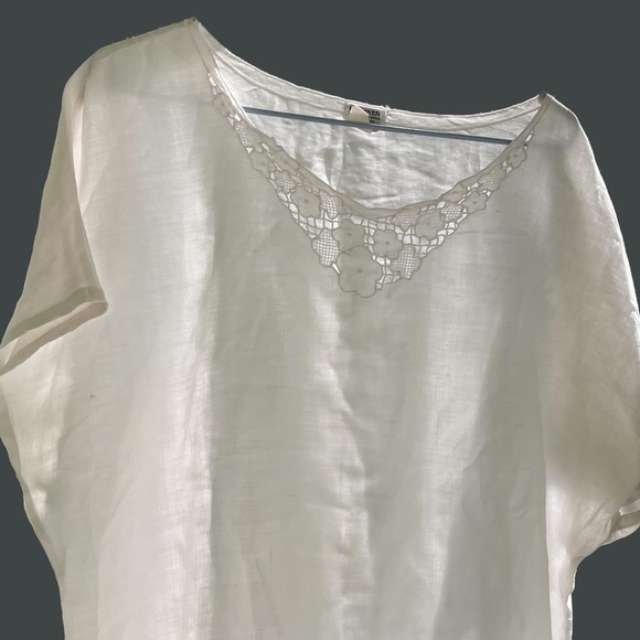 Handmade Gorgeous 100% white LINEN vintage sleeveless top - Picture 4 of 13